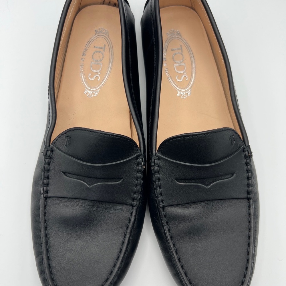 NEW Tods Womens Gommino Driving Penny Loafers Shoes Black Leather Slip On 11 - Picture 9 of 11